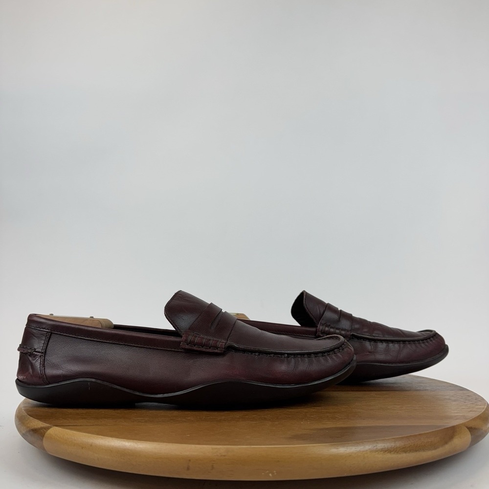 Mens Harrys of London Burgundy Leather Casual Classic Penny Loafers Size EU 43.5